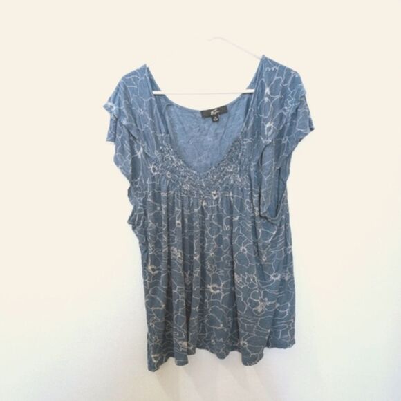 GNW Women's Plus Blue Floral Print Blouse, 100% Rayon, Women's 2X - Picture 1 of 10